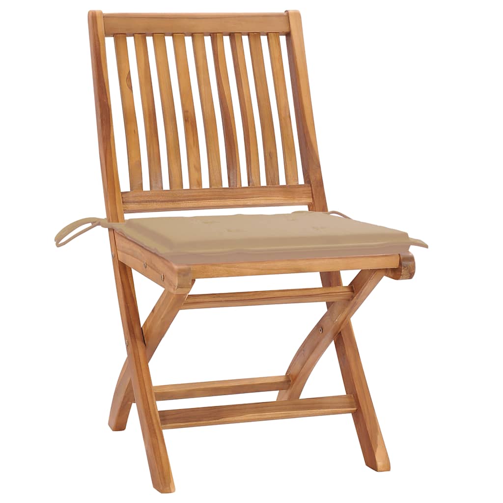 Klappstühle mit Kissen, 4-teilig, Massivholz Teakholz
