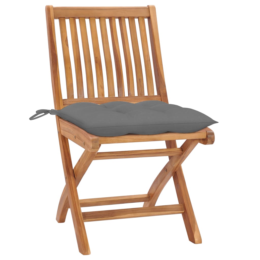 Klappstühle mit Kissen, 4-teilig, Massivholz Teakholz