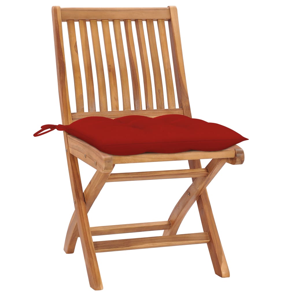 Klappstühle mit Kissen, 4-teilig, Massivholz Teakholz