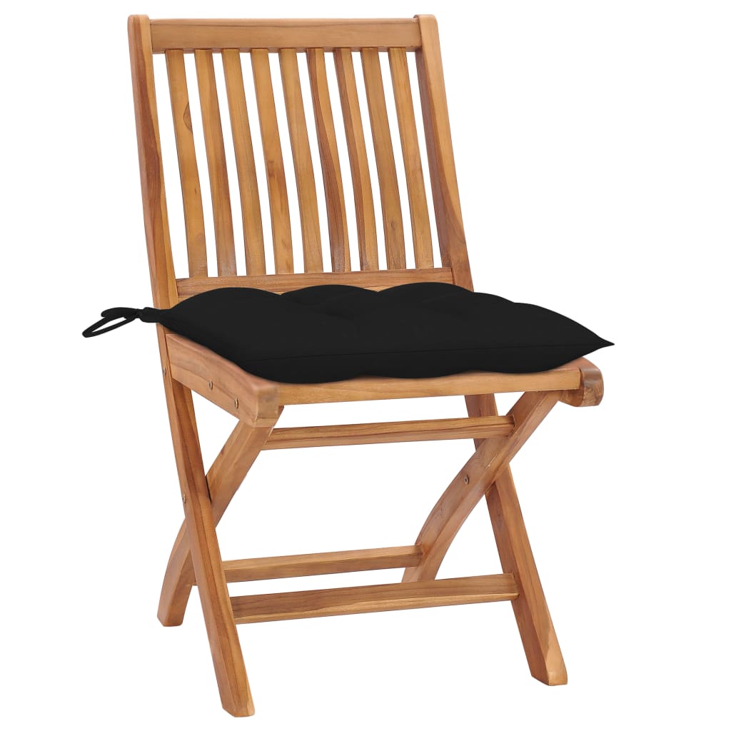 Klappstühle mit Kissen, 4-teilig, Massivholz Teakholz