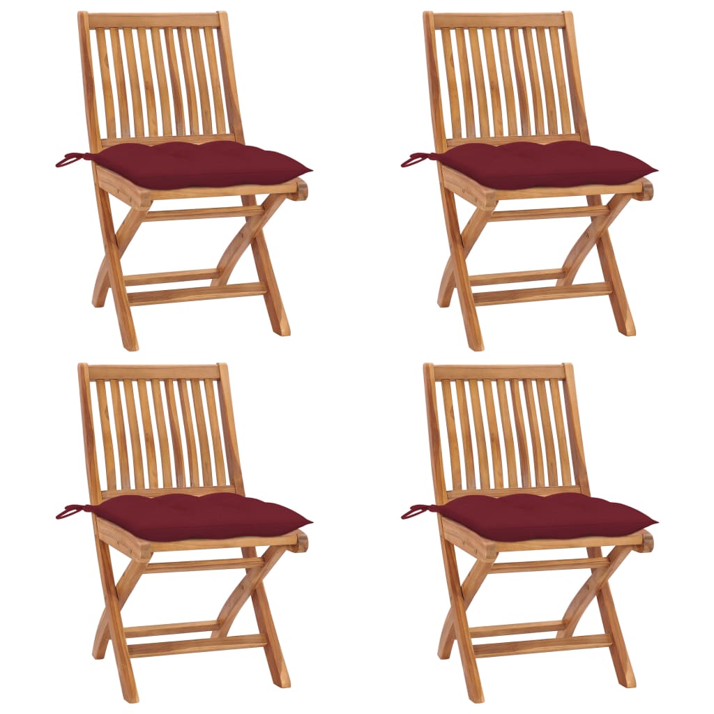Klappstühle mit Kissen, 4-teilig, Massivholz Teakholz