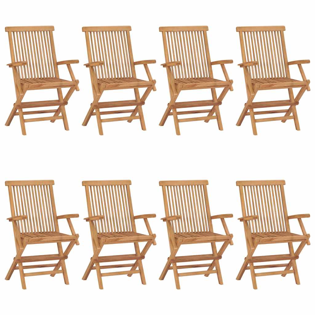Klappstühle mit Anthrazit Kissen 8 Stk. Massivholz Teak