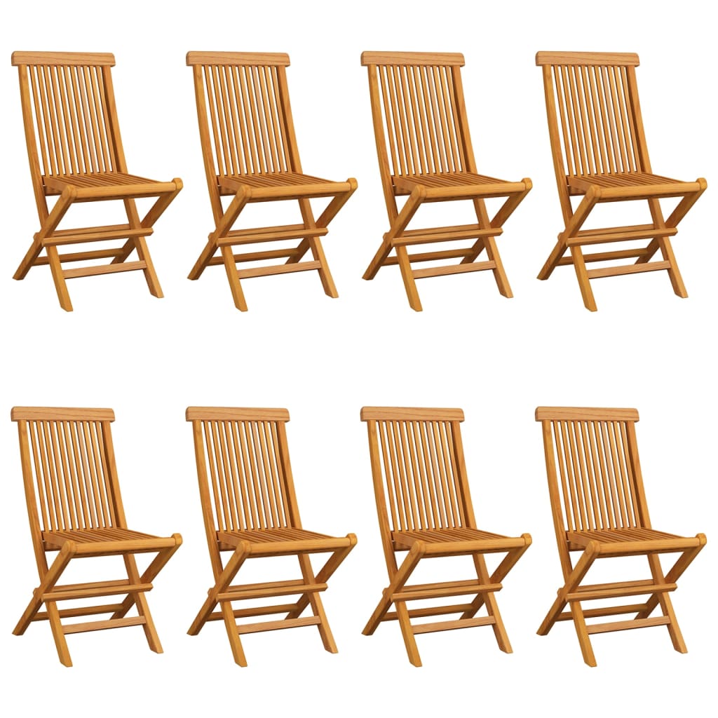 Klappstühle mit anthrazitfarbenen Kissen, 8-teilig, Massivholz Teakholz