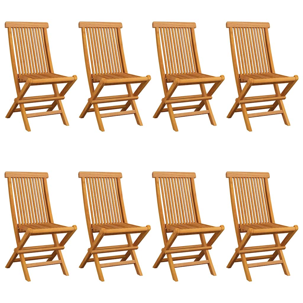 Klappstühle mit roten Kissen, 8-teilig, Massivholz Teakholz