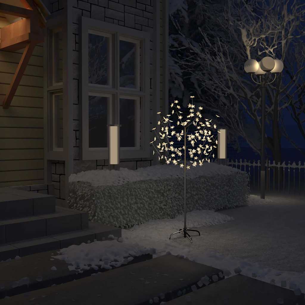 Christmas Tree 120 LEDs Warm White Light Cherry Blossom 150 cm (US only) - Untranslated