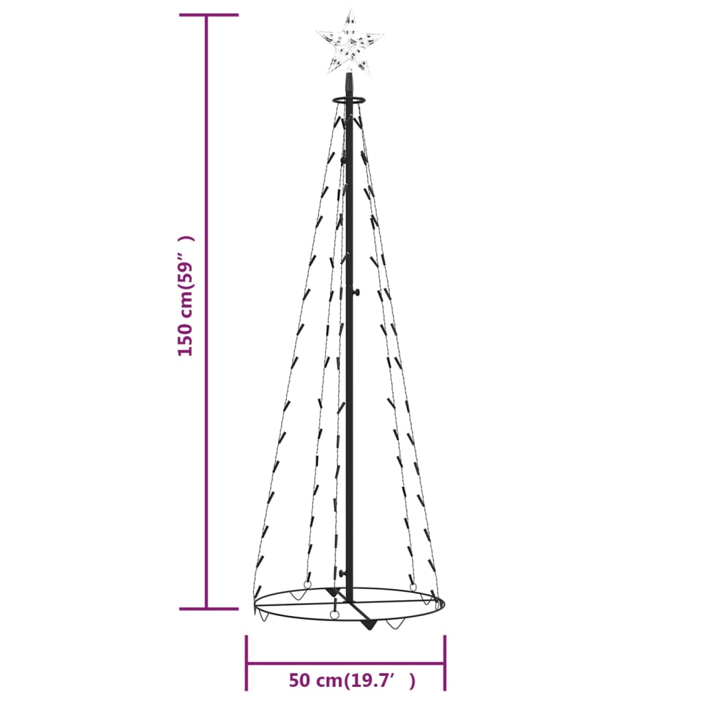 Christmas tree cone shape 84 LEDs decoration cold white 50x150 cm