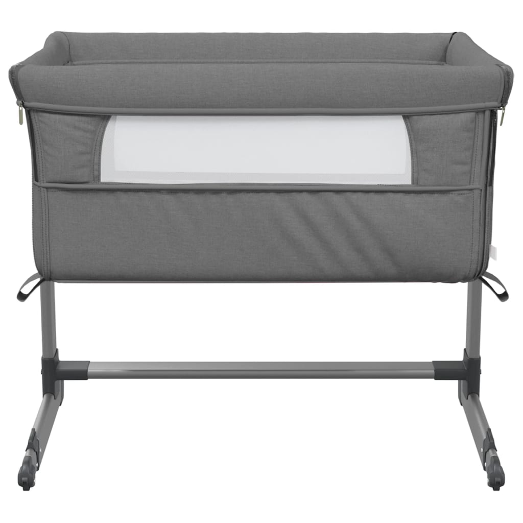 Babybett mit Matratze Dunkelgrau Leinenstoff