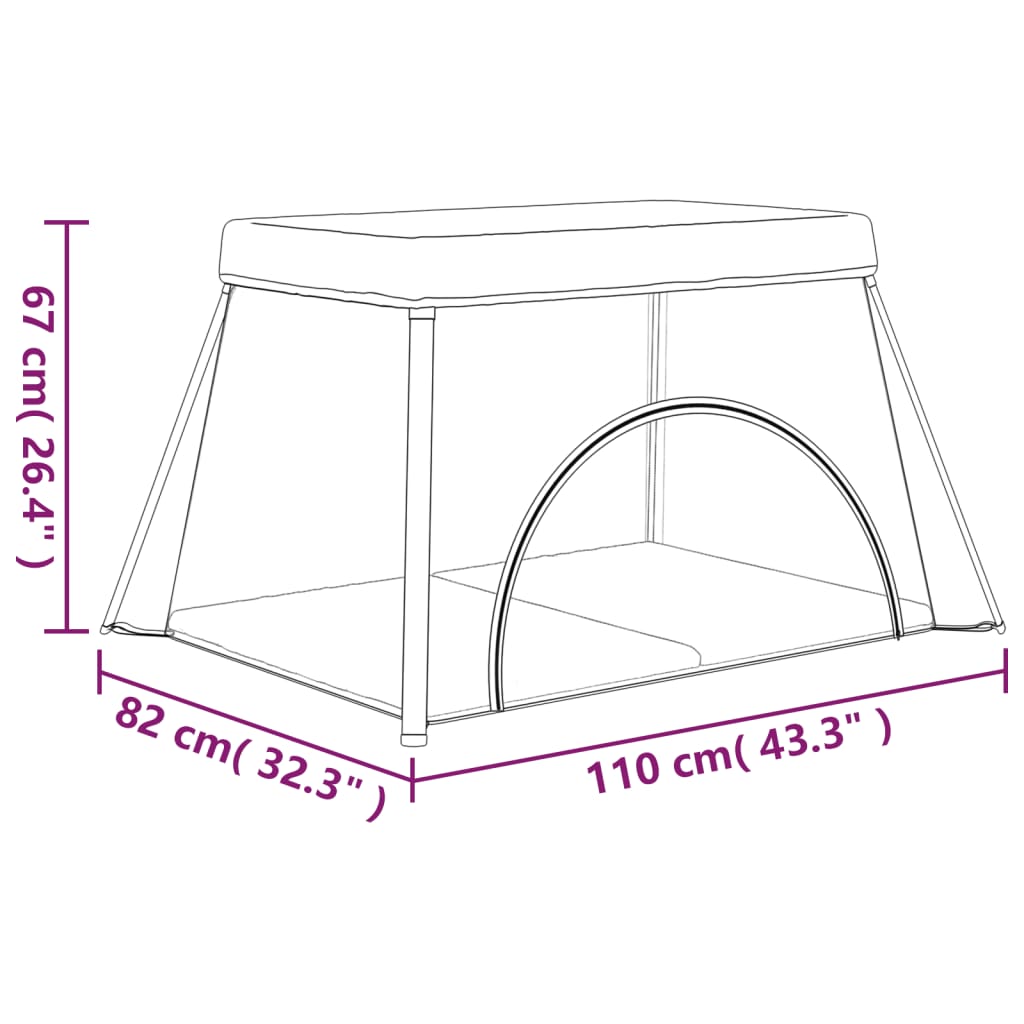 Baby-Laufstall mit Matratze Taupe Leinenstoff