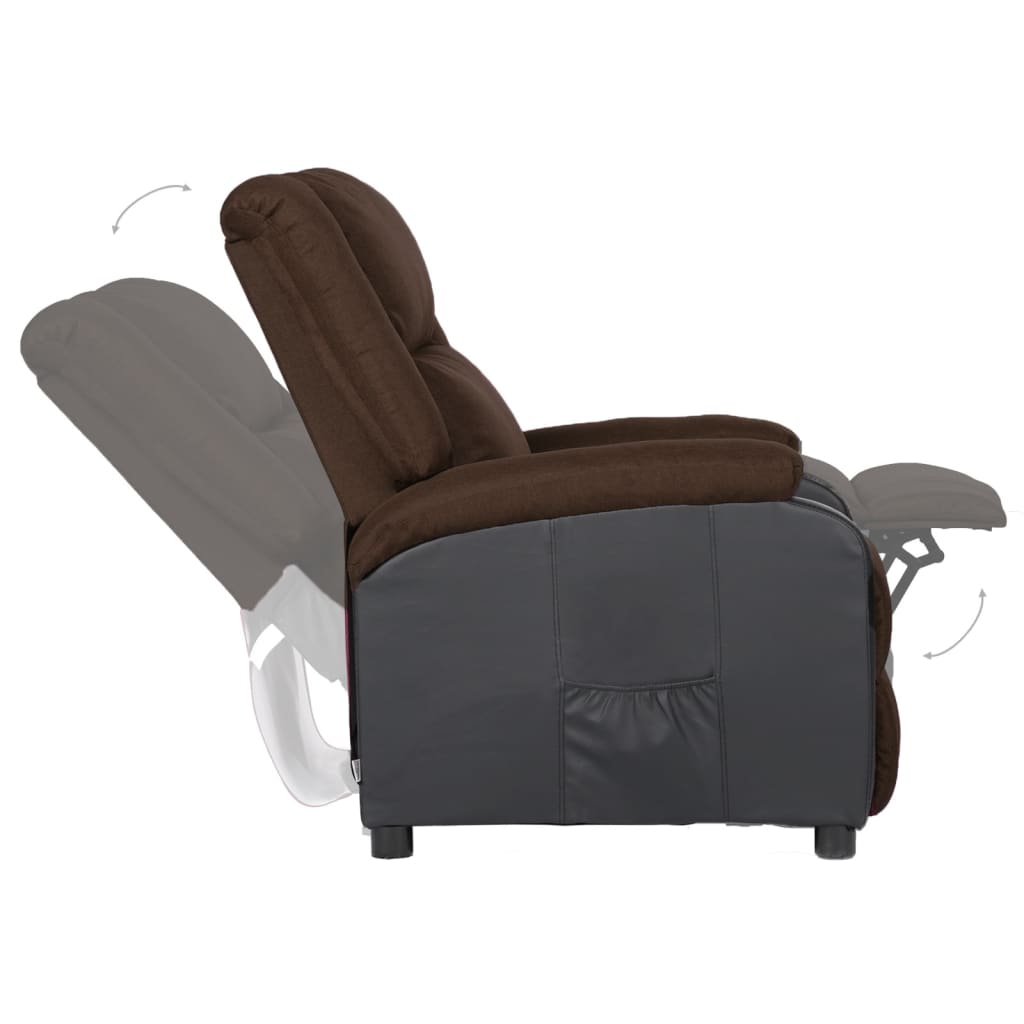 Relaxsessel Dunkelbraun Kunstleder und Stoff