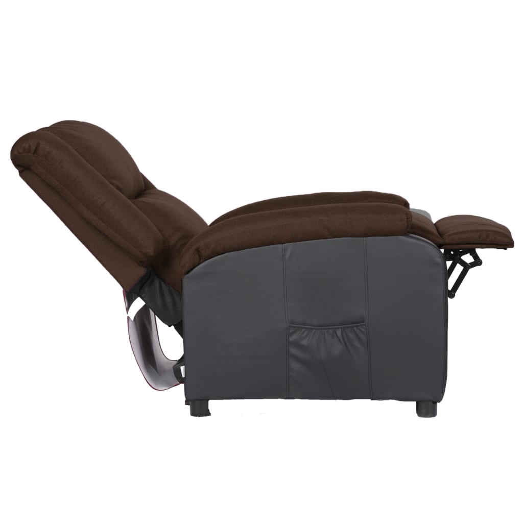 Relaxsessel Dunkelbraun Kunstleder und Stoff