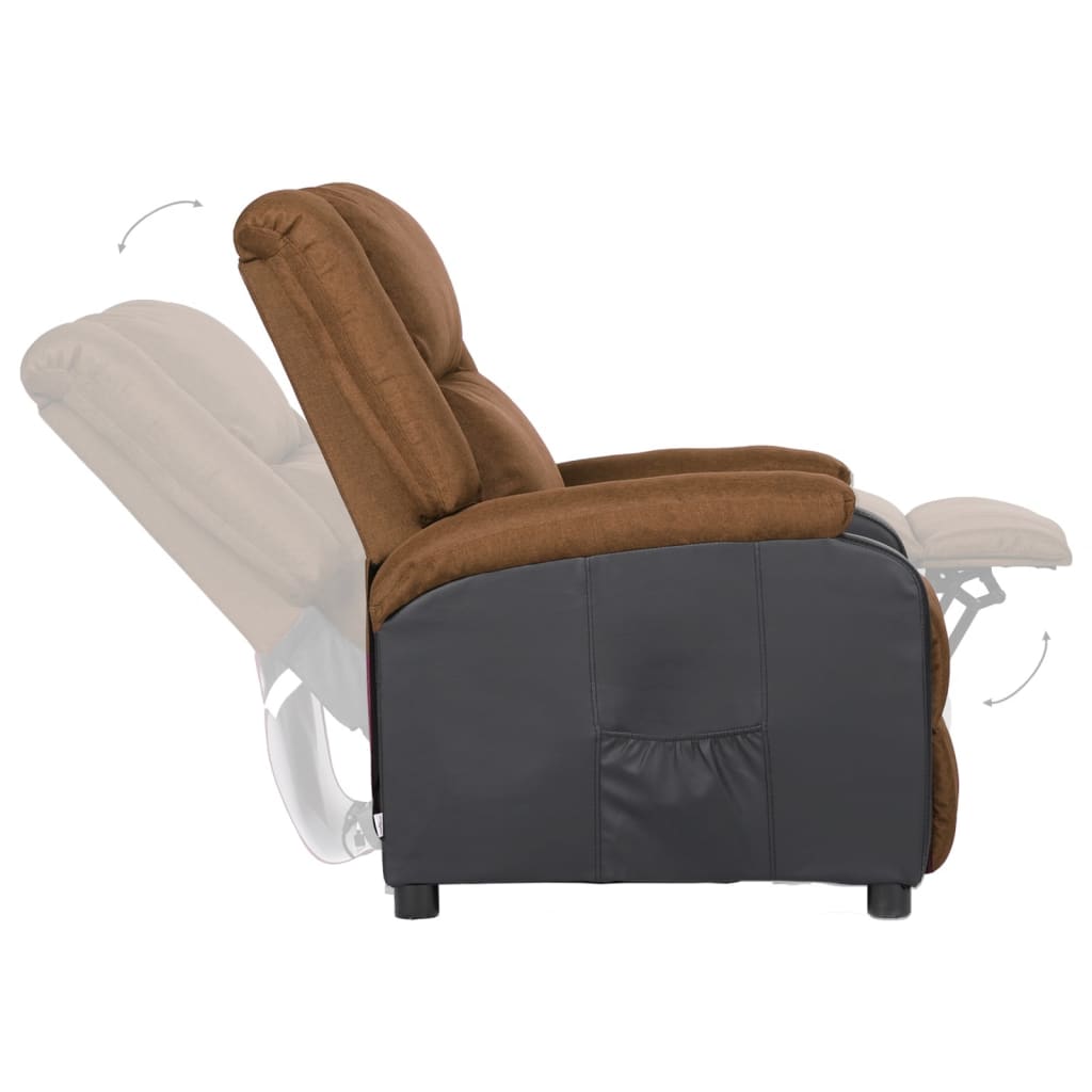 Relaxsessel Taupe Kunstleder und Stoff