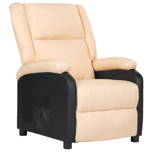 Relaxsessel Creme Kunstleder und Stoff