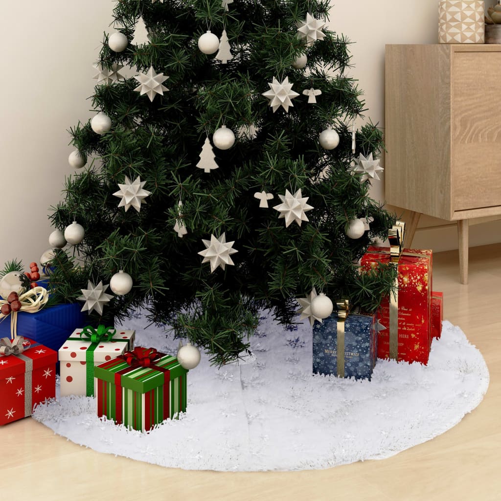 Luxus-Weihnachtsbaumrock Weiß 150 cm Kunstfell