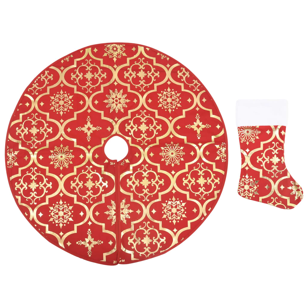 Luxus Weihnachtsbaumrock mit Socke Rot 150 cm Stoff