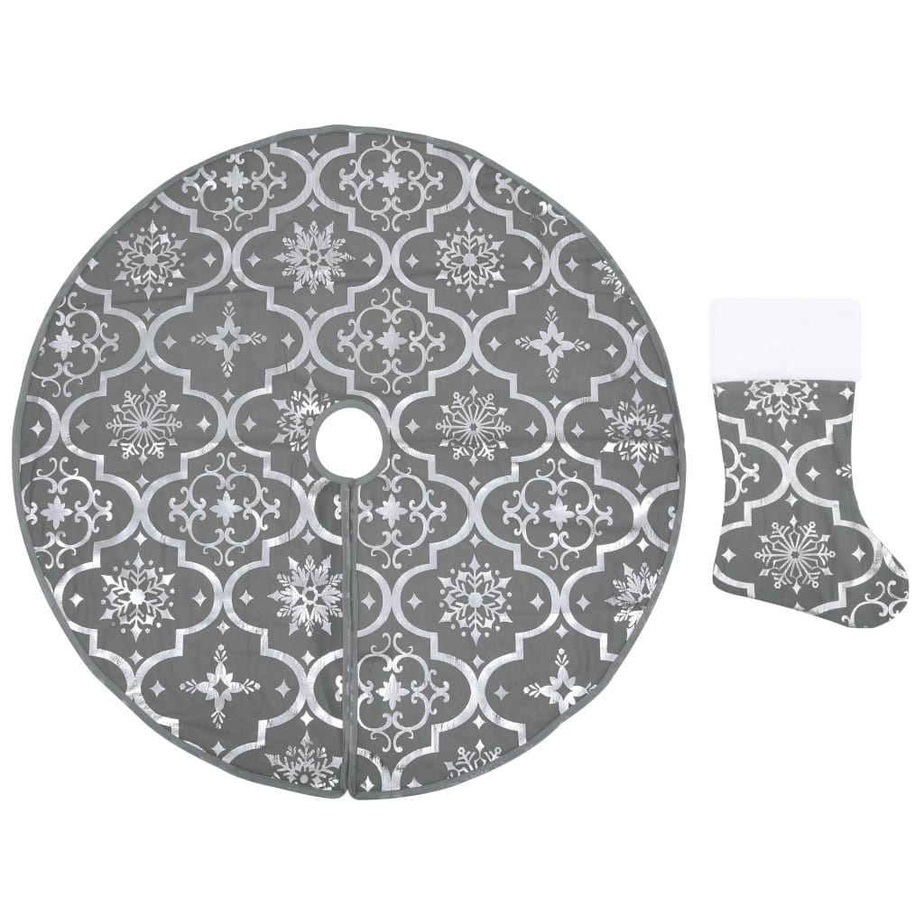 Luxus-Weihnachtsbaumdecke mit Socke Grau 122 cm Stoff