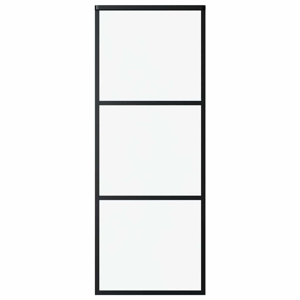 Schiebetür 3-teilig ESG-Glas und Aluminium 76x205 cm Schwarz