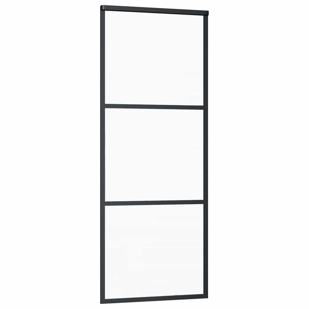 Schiebetür 3-teilig ESG-Glas und Aluminium 76x205 cm Schwarz