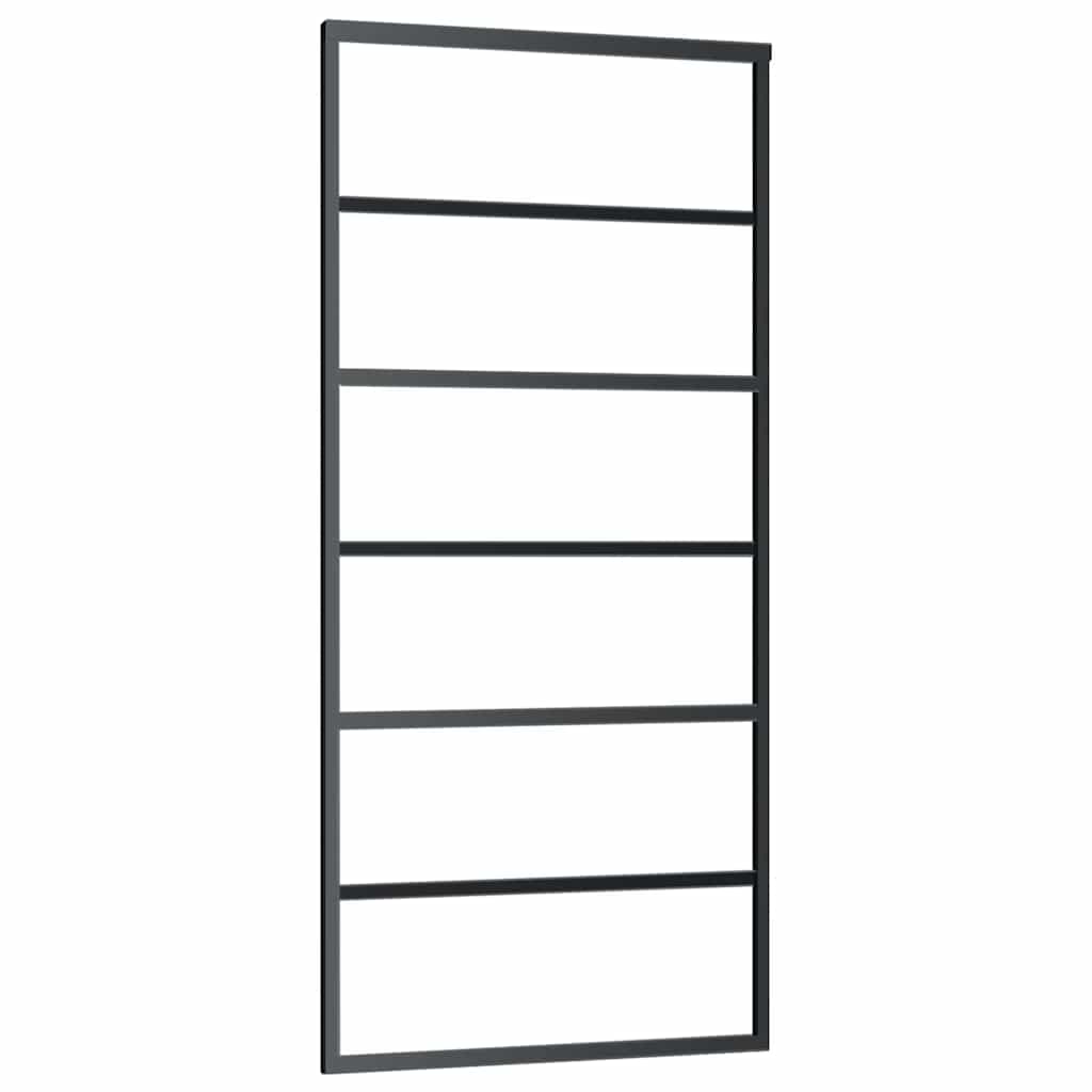 Schiebetür ESG-Glas und Aluminium 90x205 cm Schwarz