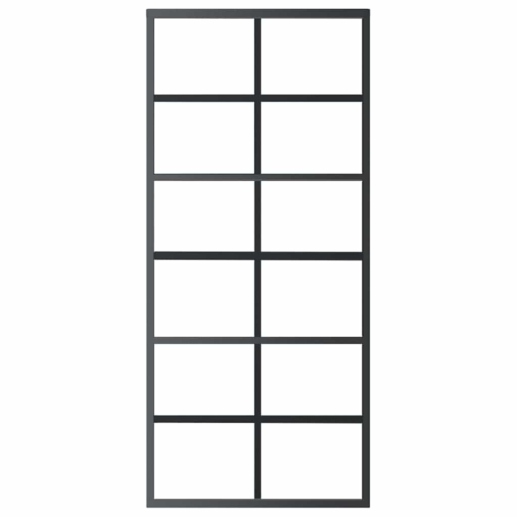 Schiebetür ESG-Glas und Aluminium 90x205 cm Schwarz