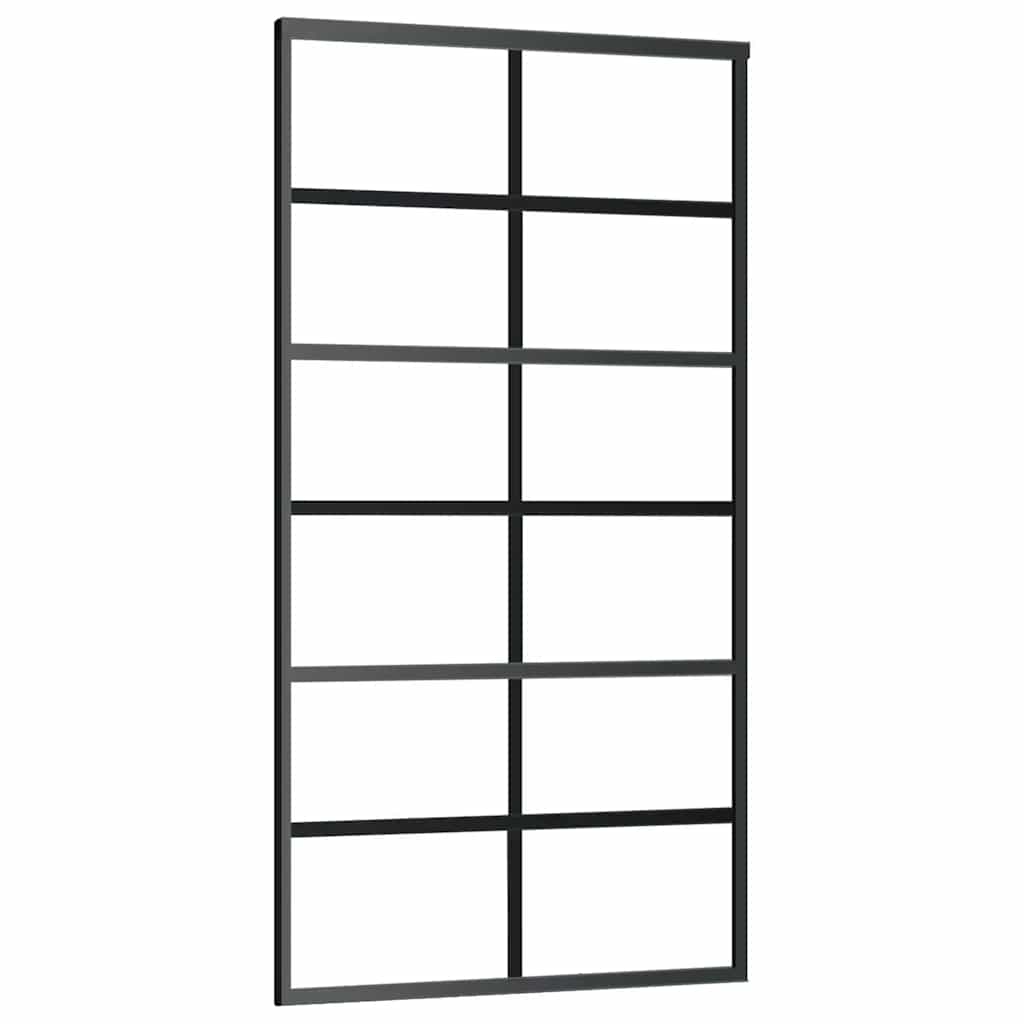 Schiebetür ESG-Glas und Aluminium 102x205 cm Schwarz