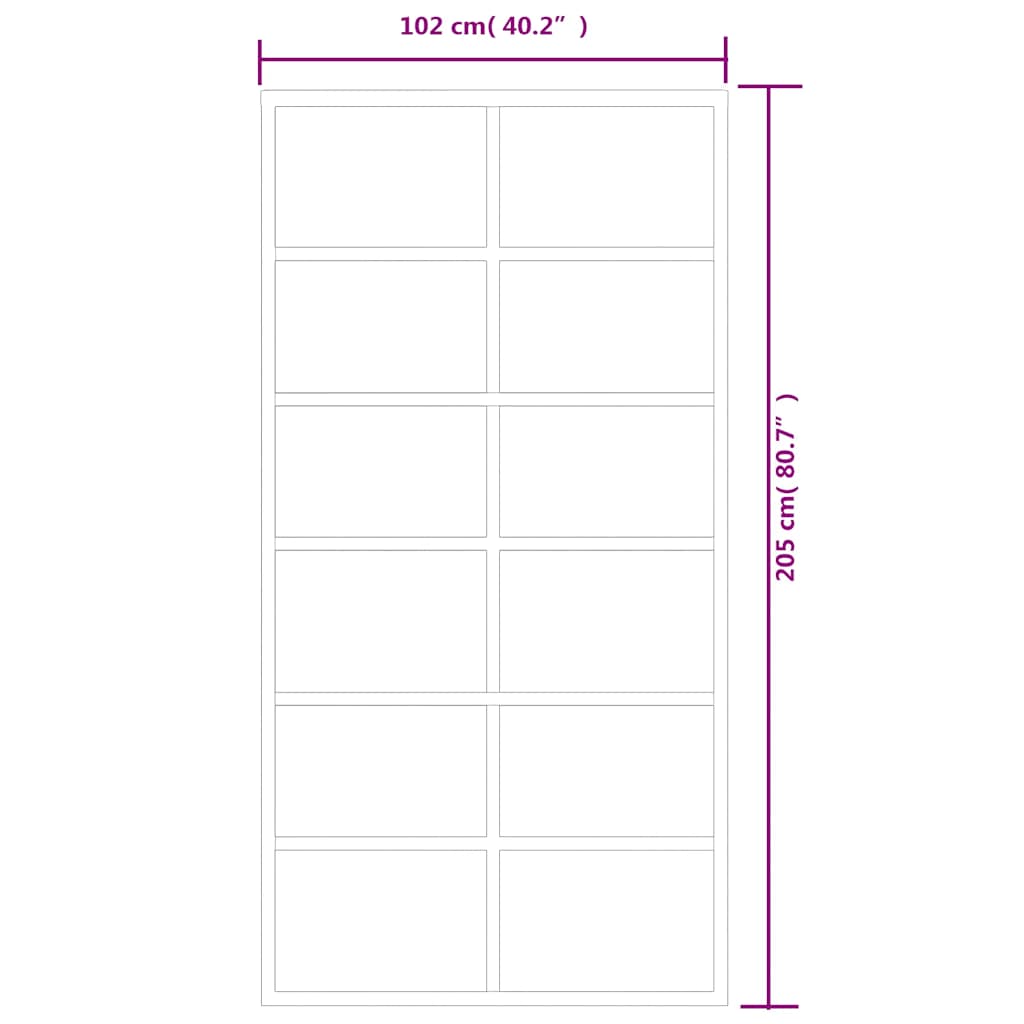 Schiebetür ESG-Glas und Aluminium 102x205 cm Schwarz