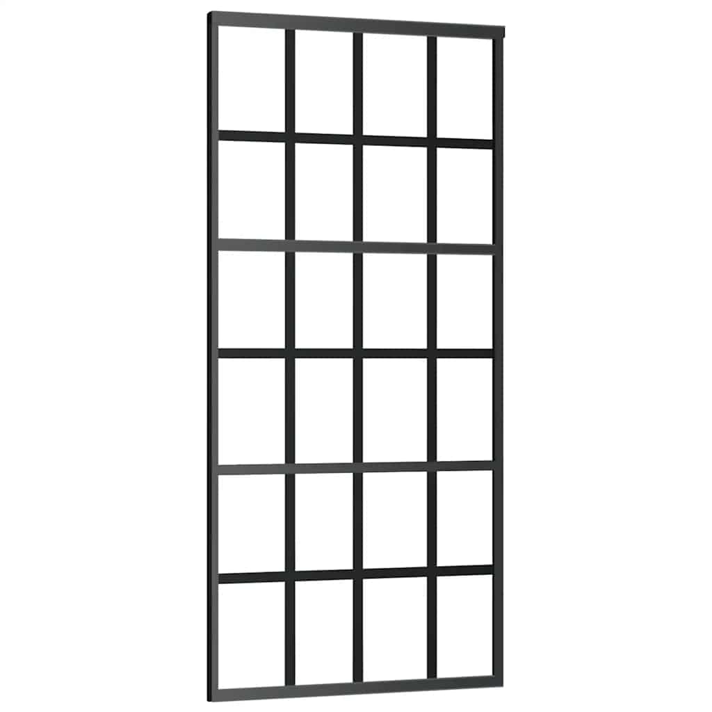 Schiebetür ESG-Glas und Aluminium 90x205 cm Schwarz