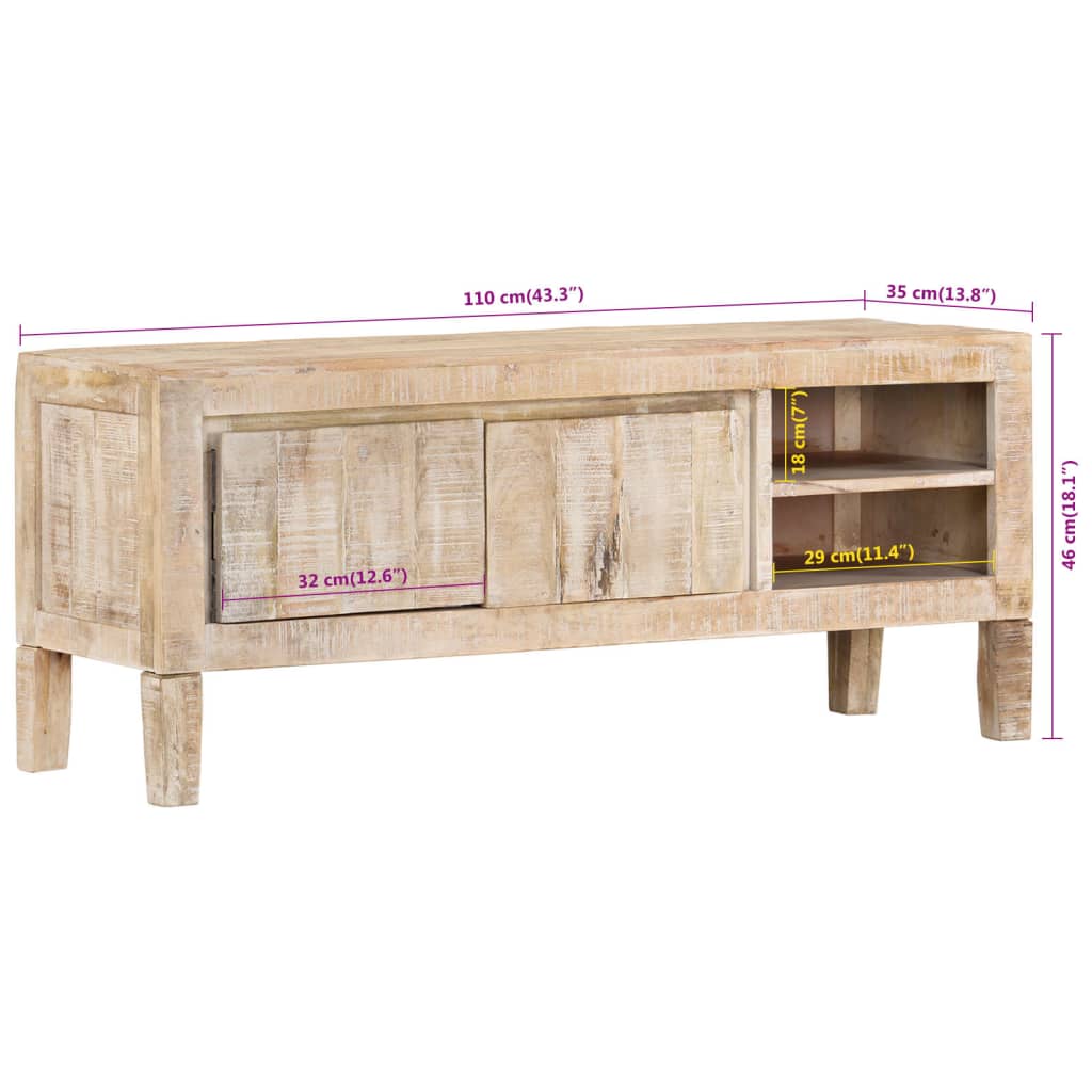 TV-Schrank 110x35x46 cm Massivholz Mango