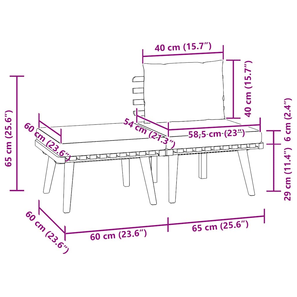 3-tlg. Garten-Lounge-Set mit Kissen Massivholz Akazie