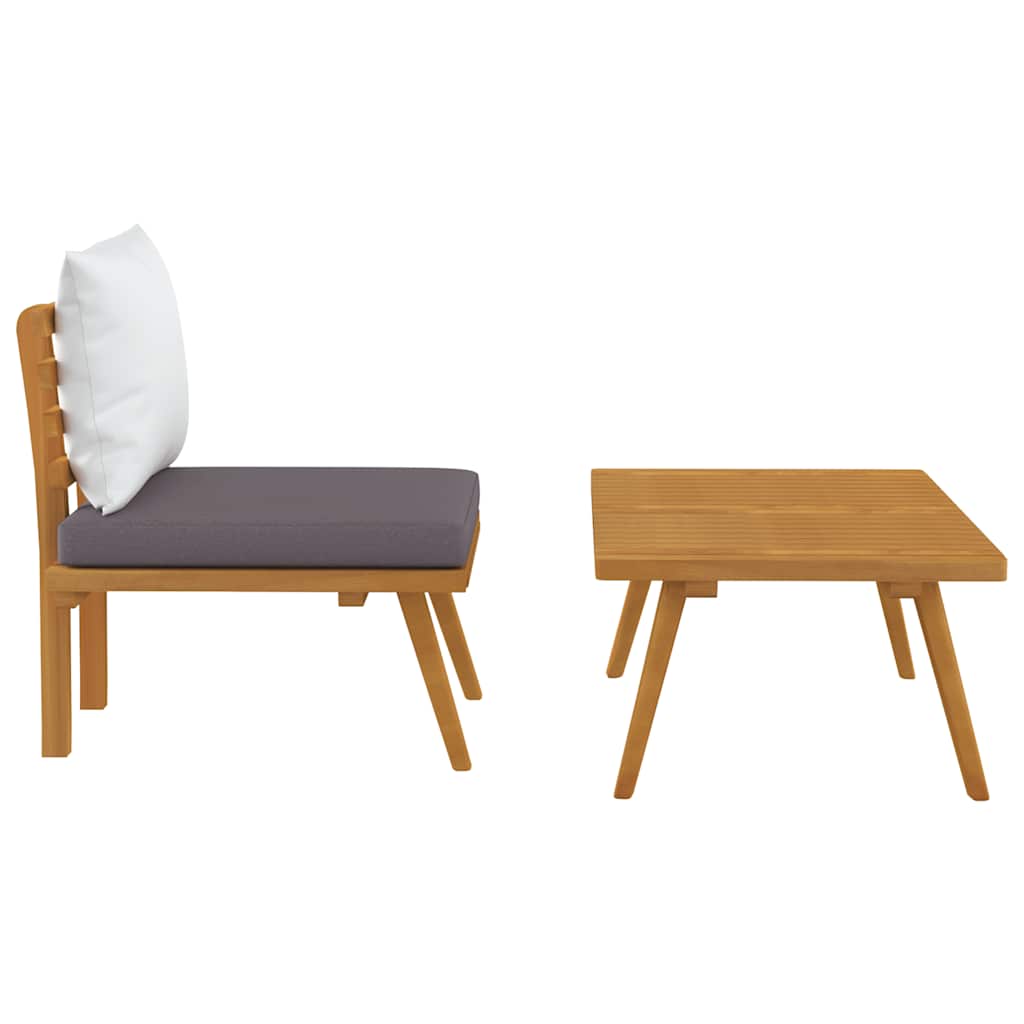 2-tlg. Garten-Lounge-Set mit Kissen Massivholz Akazie