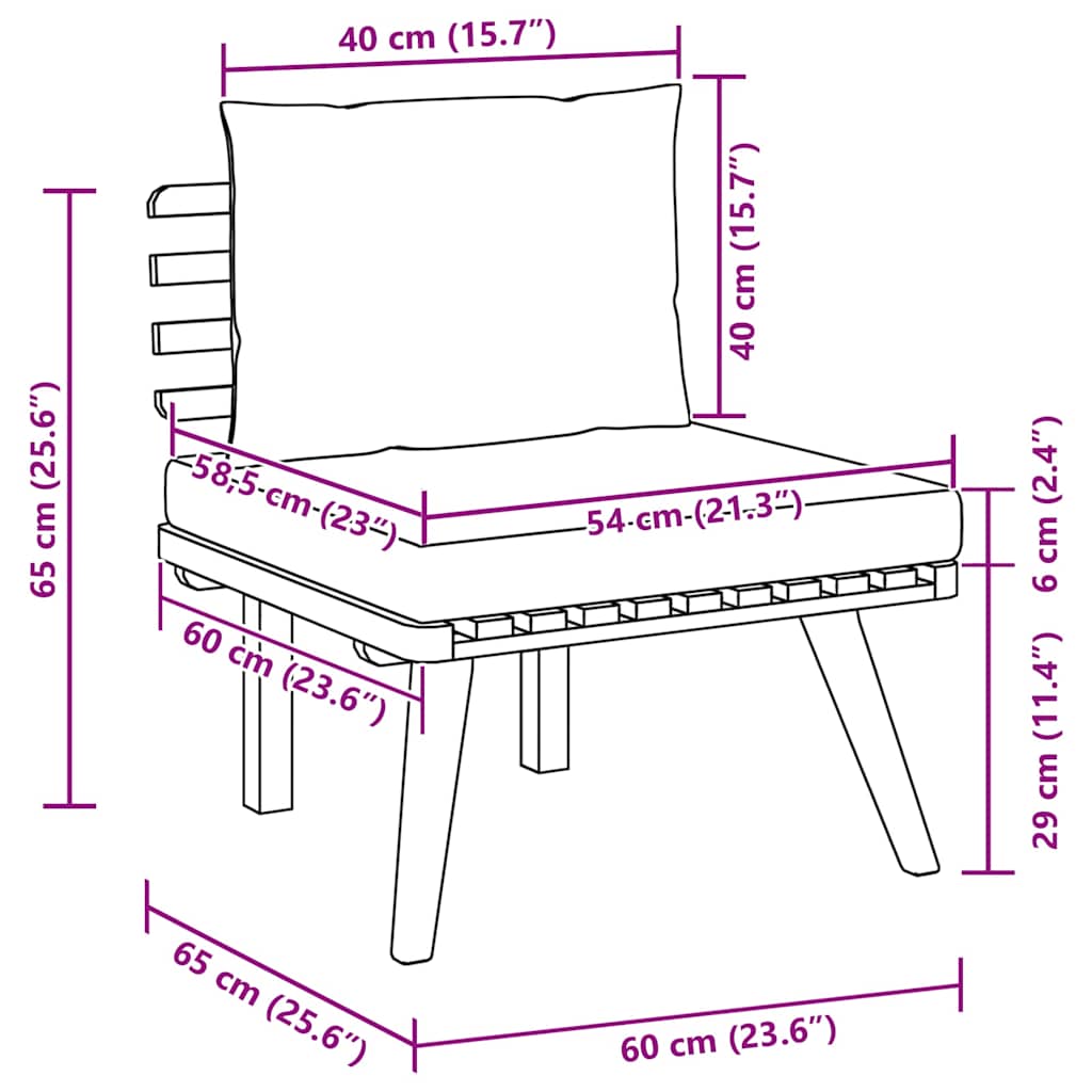 2-tlg. Garten-Lounge-Set mit Kissen Massivholz Akazie