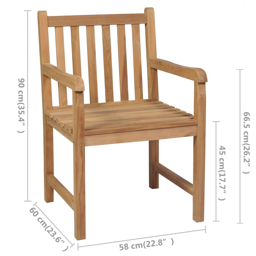 Gartenstühle 6 Stk. mit Grauen Kissen Massivholz Teak