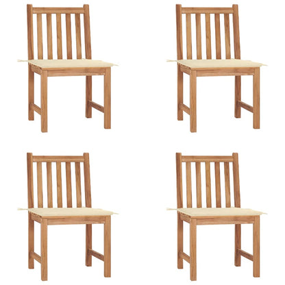 Gartenstühle 4 Stk. mit Kissen Massivholz Teak