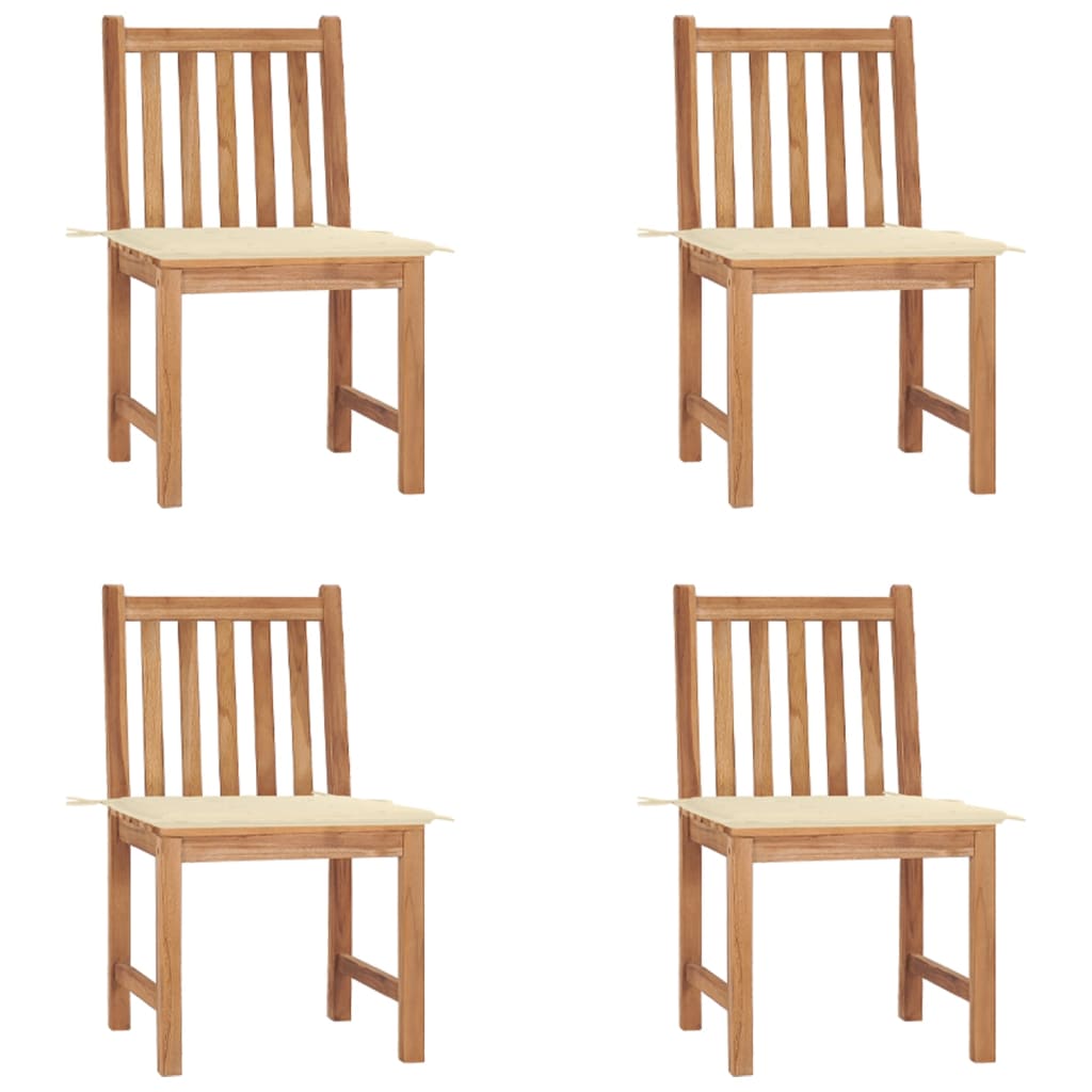 Gartenstühle 4 Stk. mit Kissen Massivholz Teak