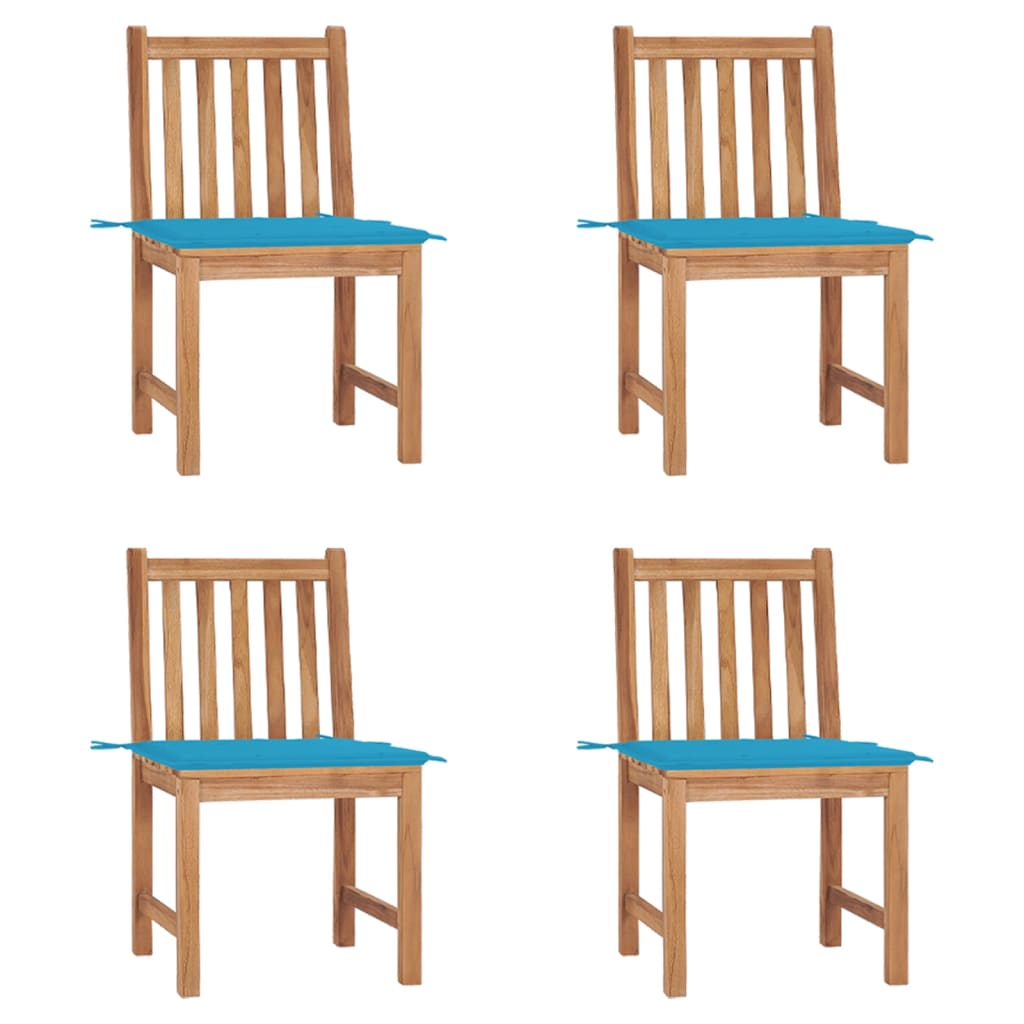 Gartenstühle 4 Stk. mit Kissen Massivholz Teak