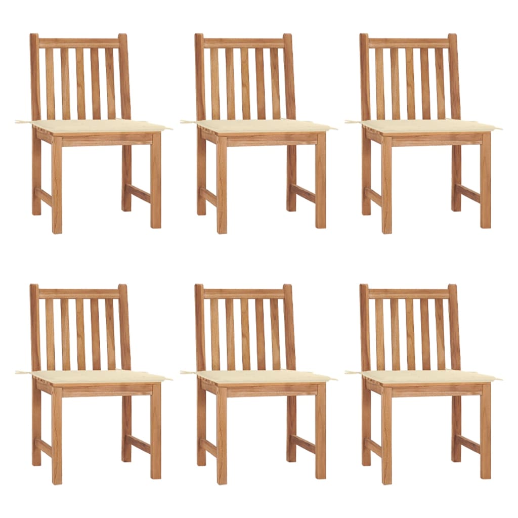 Gartenstühle 6 Stk. mit Kissen Massivholz Teak