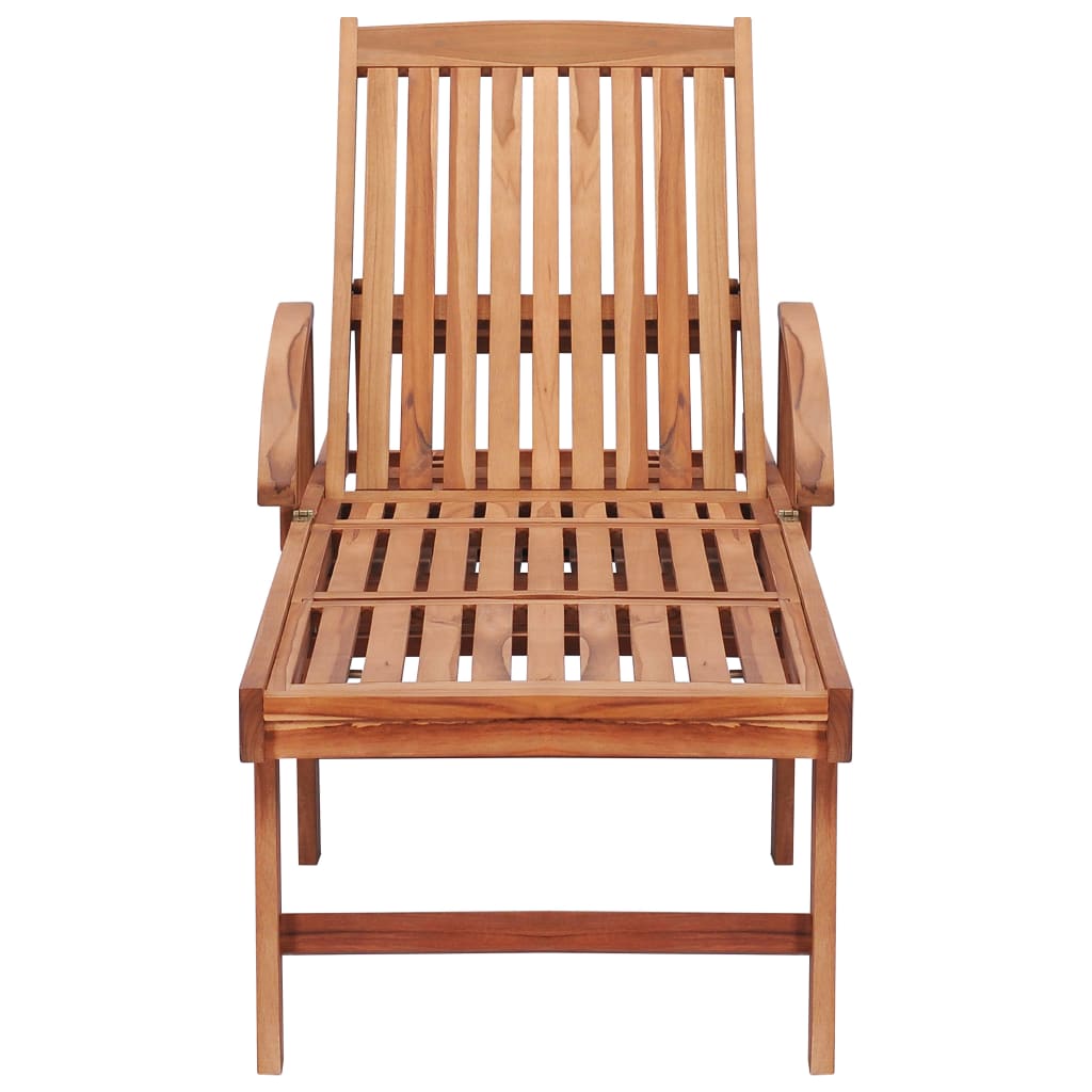 Chaises longues 2 pièces avec table et coussins en bois de teck massif