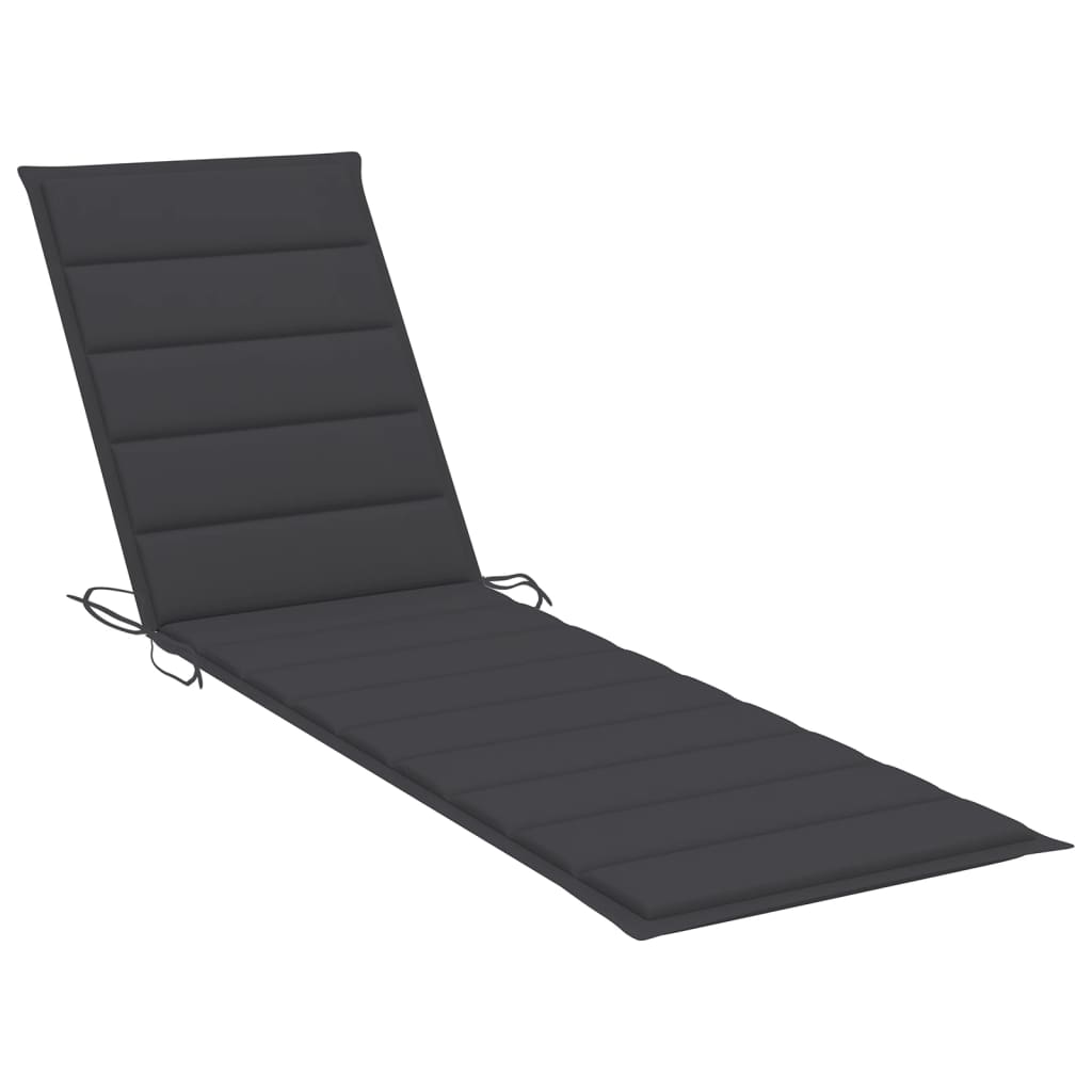 Chaises longues 2 pièces avec table et coussins en bois de teck massif
