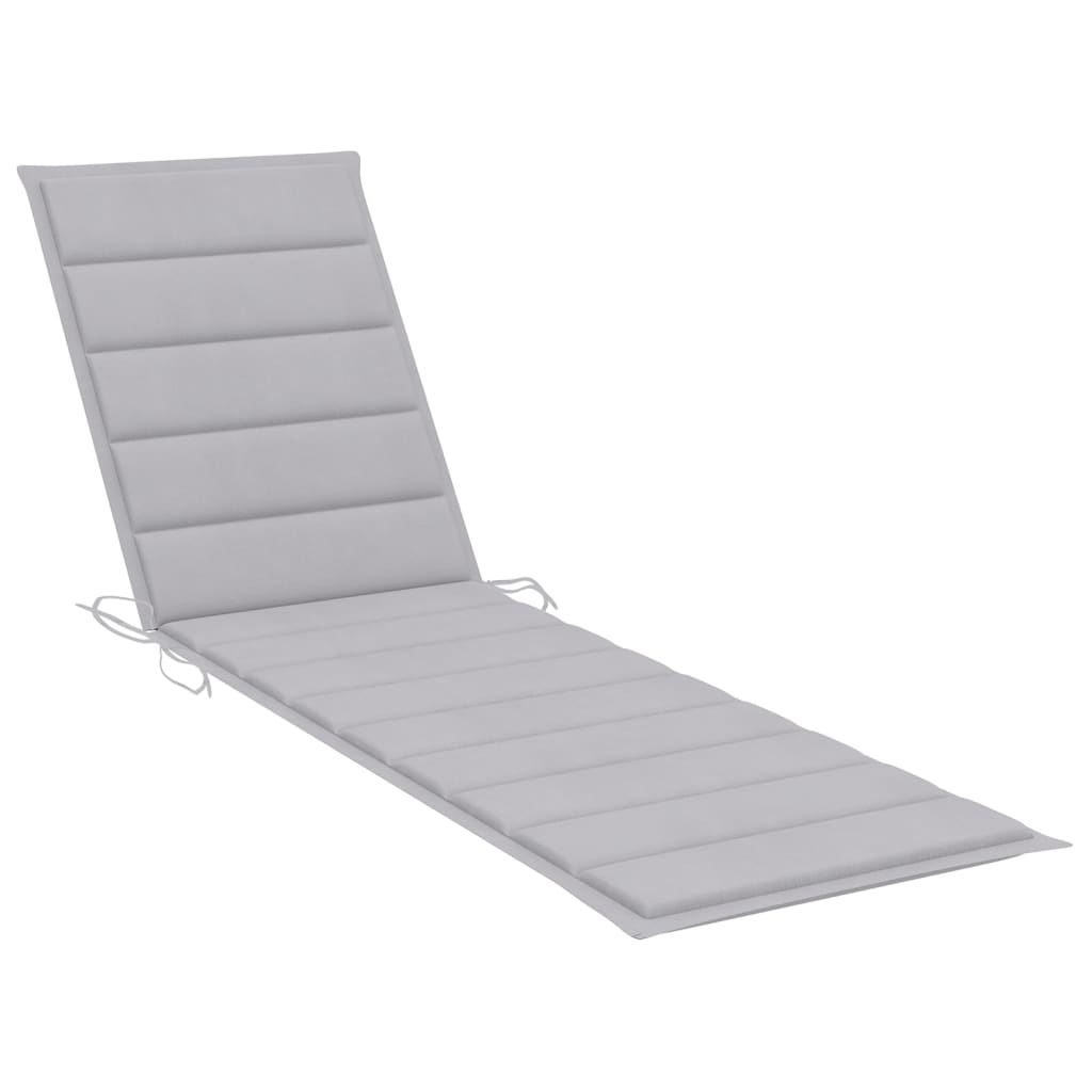 Chaises longues 2 pièces avec table et coussins en bois de teck massif