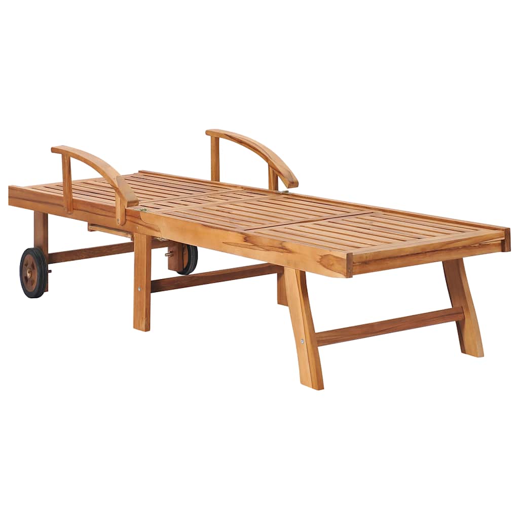 Sun loungers 2 pcs. with table and cushions solid teak wood