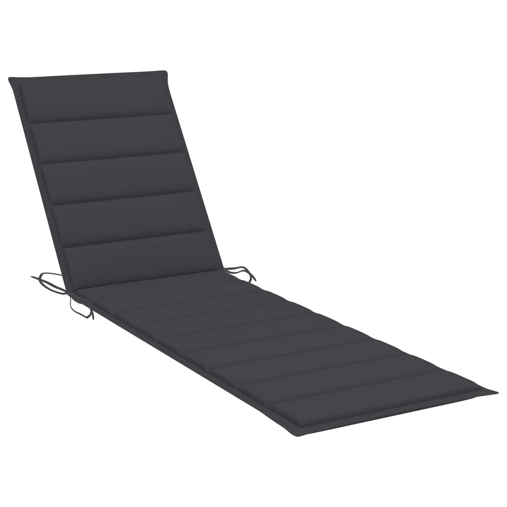Chaises longues 2 pièces avec coussins en bois de teck massif anthracite