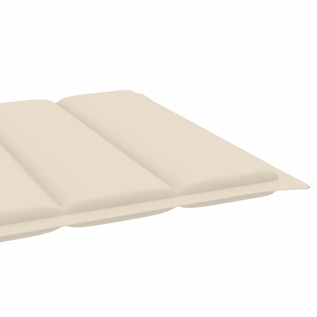 Chaises longues 2 pièces avec coussins crème en bois de teck massif