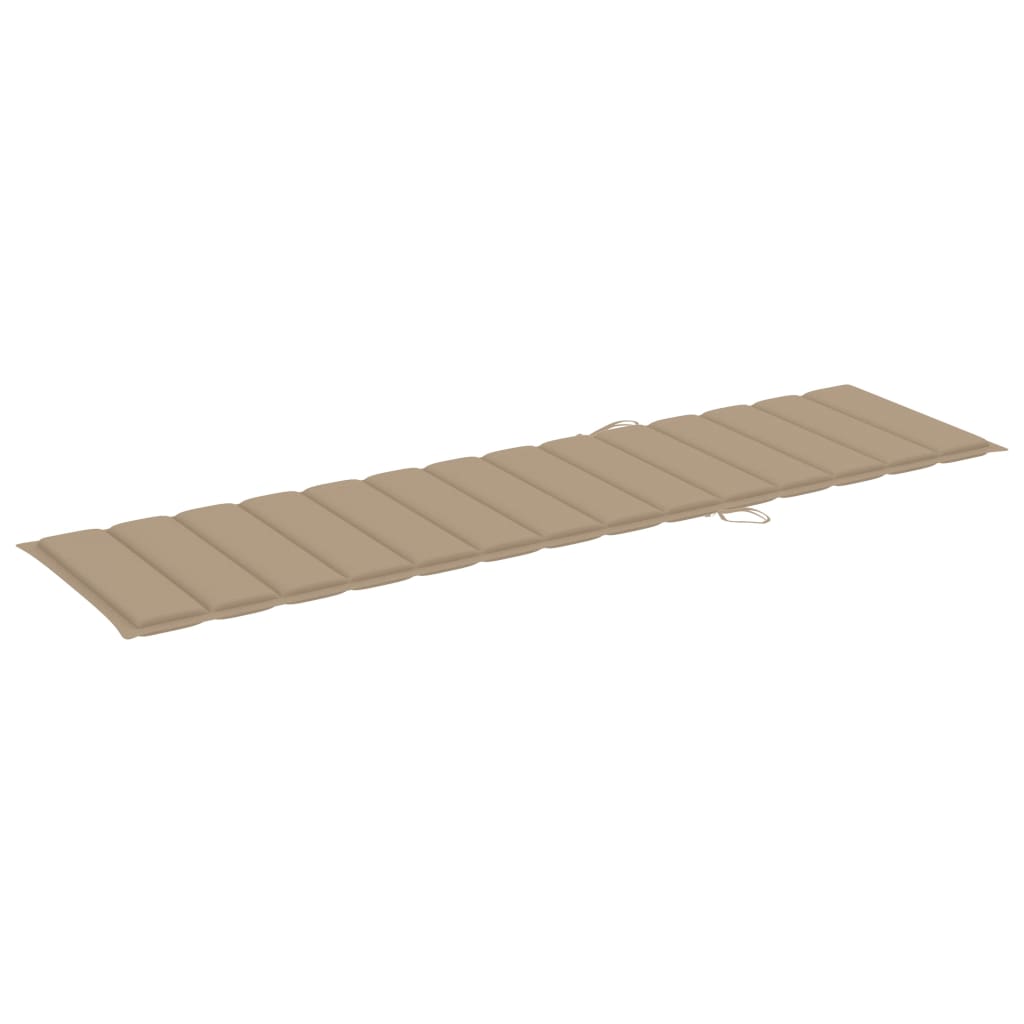 Chaises longues 2 pièces avec coussins en bois de teck massif beige