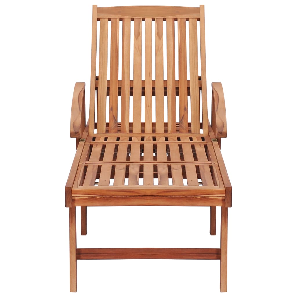 Chaises longues 2 pièces avec coussins en bois de teck massif beige