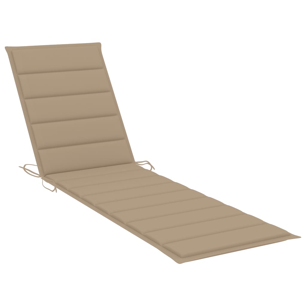 Chaises longues 2 pièces avec coussins en bois de teck massif beige