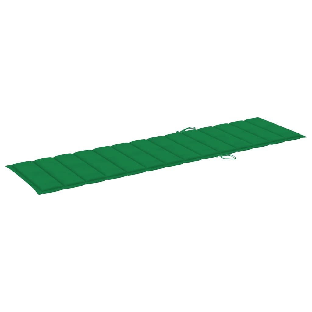 Chaises longues 2 pièces avec coussins en bois de teck massif vert