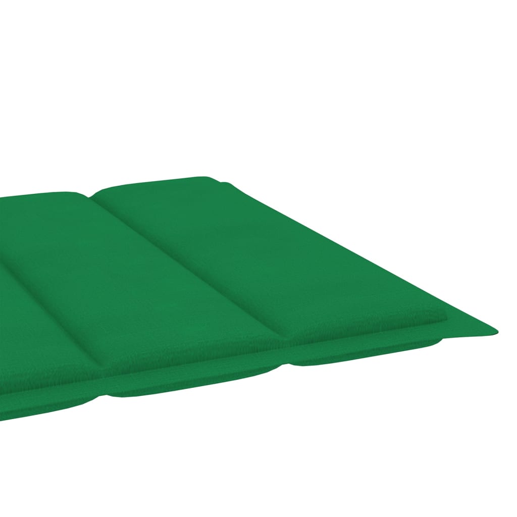 Chaises longues 2 pièces avec coussins en bois de teck massif vert