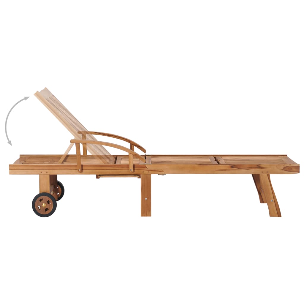 Chaises longues 2 pièces avec coussins en bois de teck massif noir