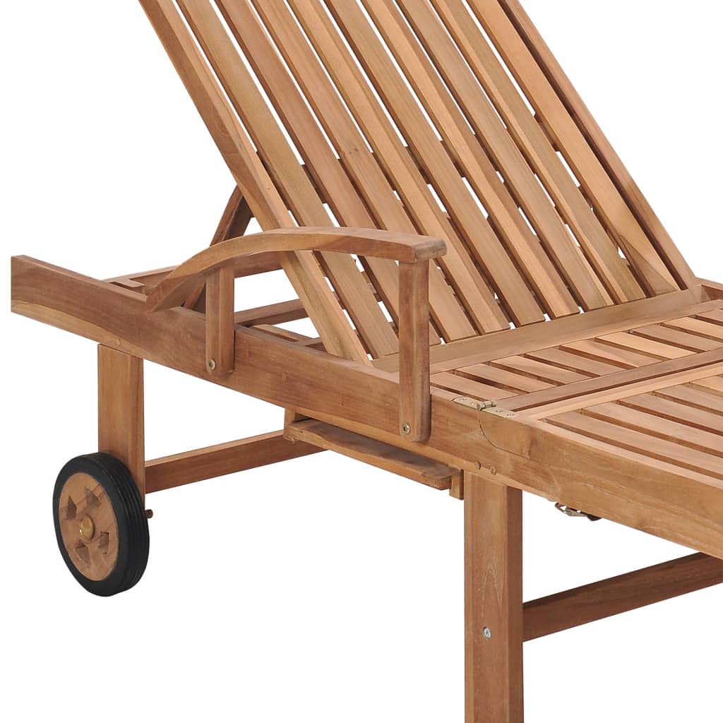 Chaises longues 2 pièces avec coussins en bois de teck massif noir