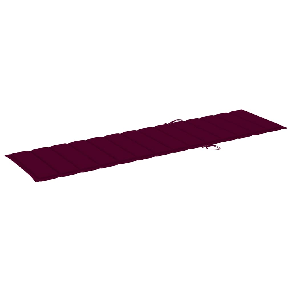 Sun loungers 2 pcs. with cushions wine red solid teak wood