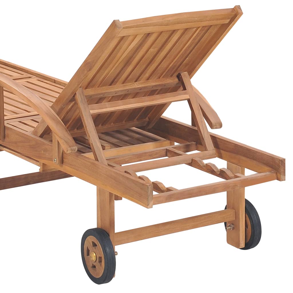 Sun loungers 2 pcs. with cushions wine red solid teak wood